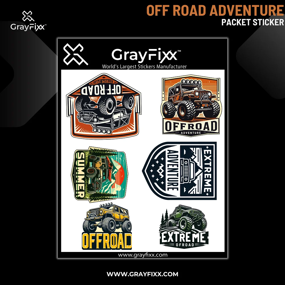 Off Road Adventure Packet Sticker | Printed In Premium Gloss Vinyl With FPF(Fade Protection Film), Water Proof, Precut Sticker, Pack Of 1, Size 2.0 Inches